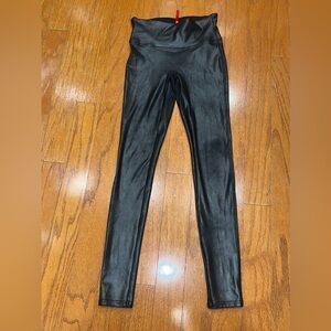 SPANX Faux Leather Leggings Black Small Slimming Pants High Waist